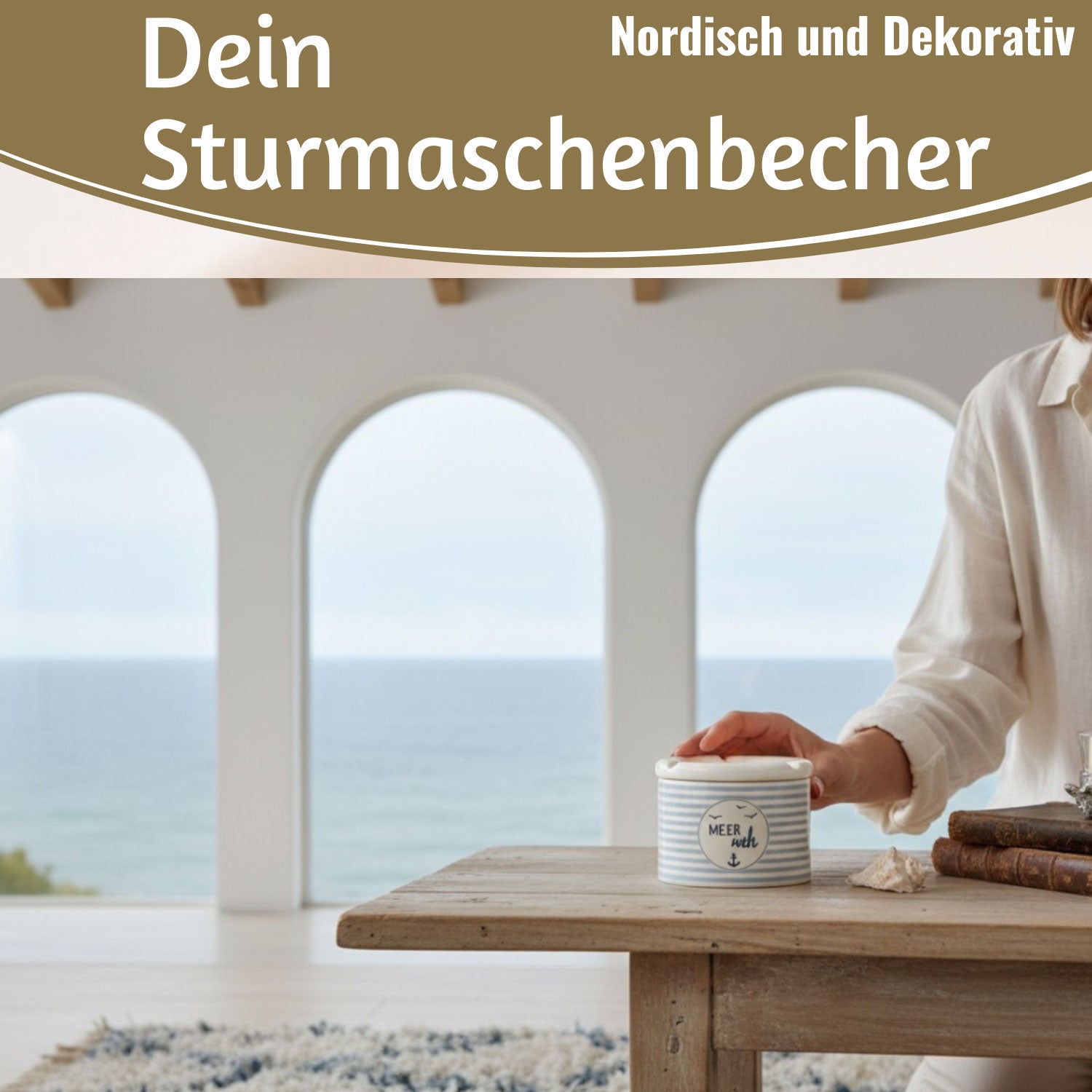 LS-LebenStil Küche & Haushalt Sturmaschenbecher Meer-Weh 10cm