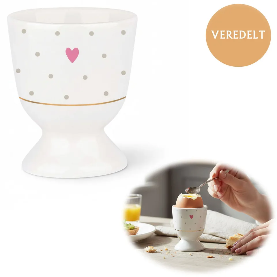 LS-LebenStil Gute Laune Eierbecher Herz Porzellan Echt-Gold 6x5cm
