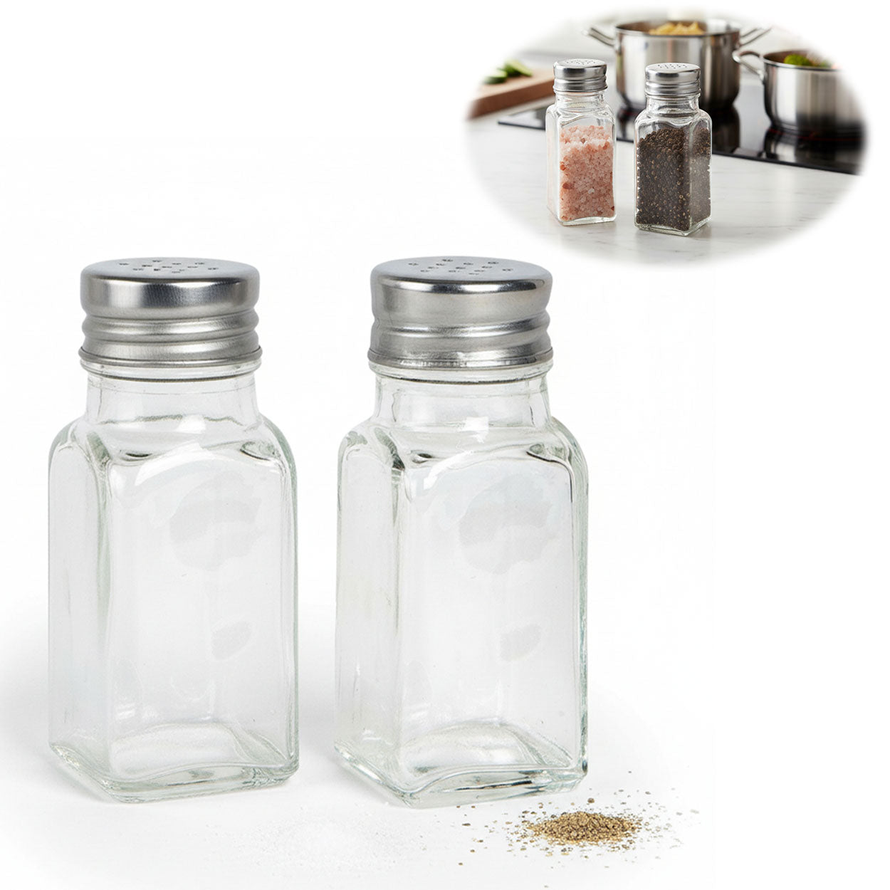 LS-LebenStil Küche & Haushalt Salzstreuer Pfefferstreuer Glas 10cm 2er