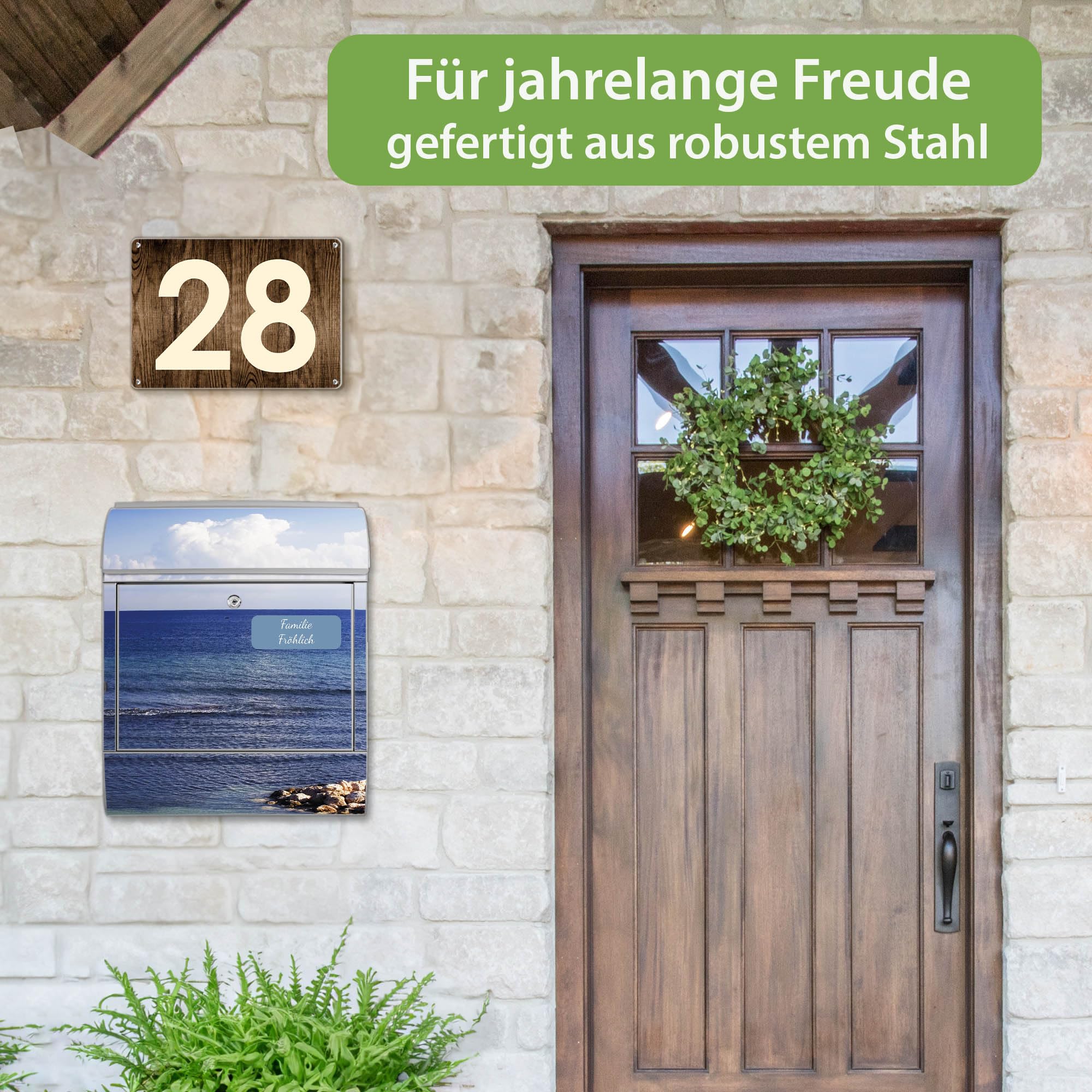 Banjado Briefkasten Fensterpanorama Silber Zeitungsfach A4 Stahl