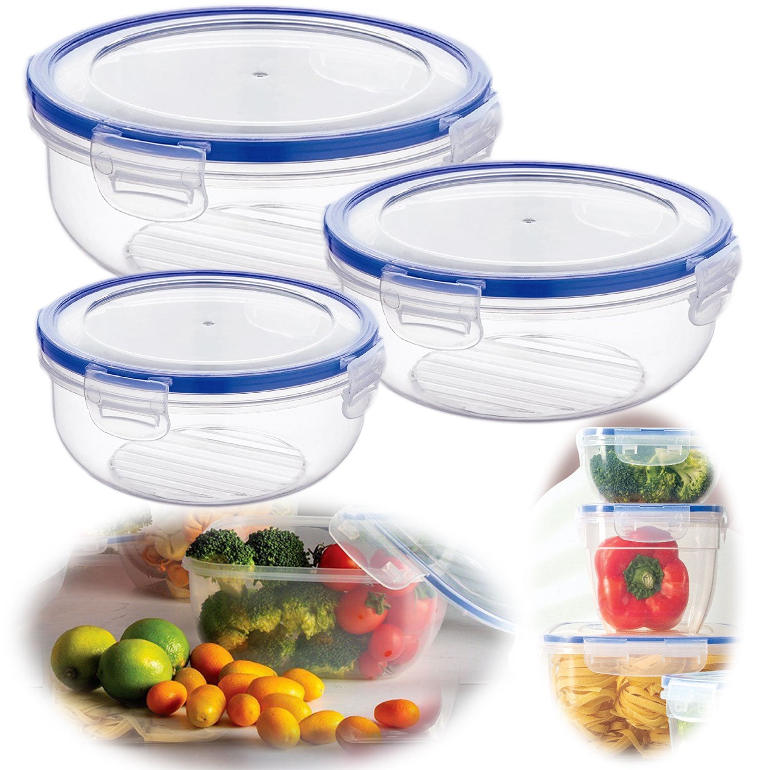 LS-LebenStil Clip&Lock Frischhaltedose Rund 3er Set Kunststoff