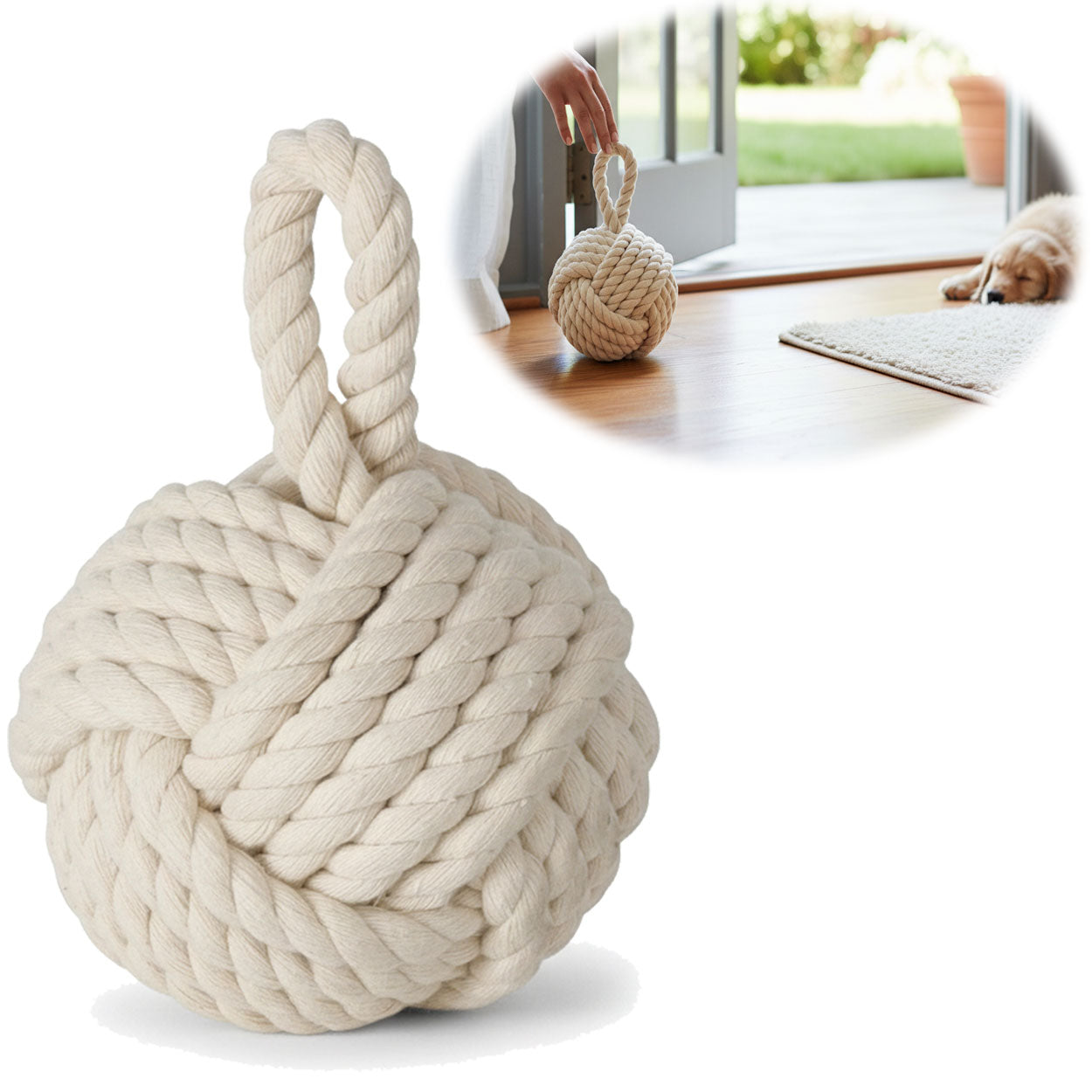LS-LebenStil Möbel Wohnen Malmö Türstopper Creme 23cm