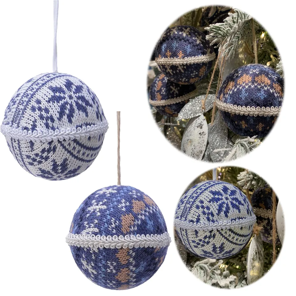LS-LebenStil Möbel & Wohnen Weihnachtskugeln 8cm blau-weiß 2er Set