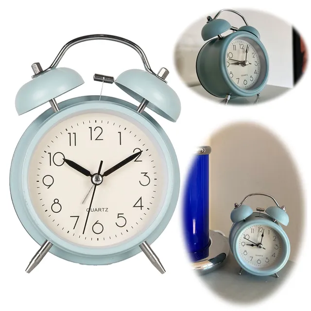 LS-LebenStil Uhren & Schmuck Vintage Glockenwecker Metall Blau 13cm