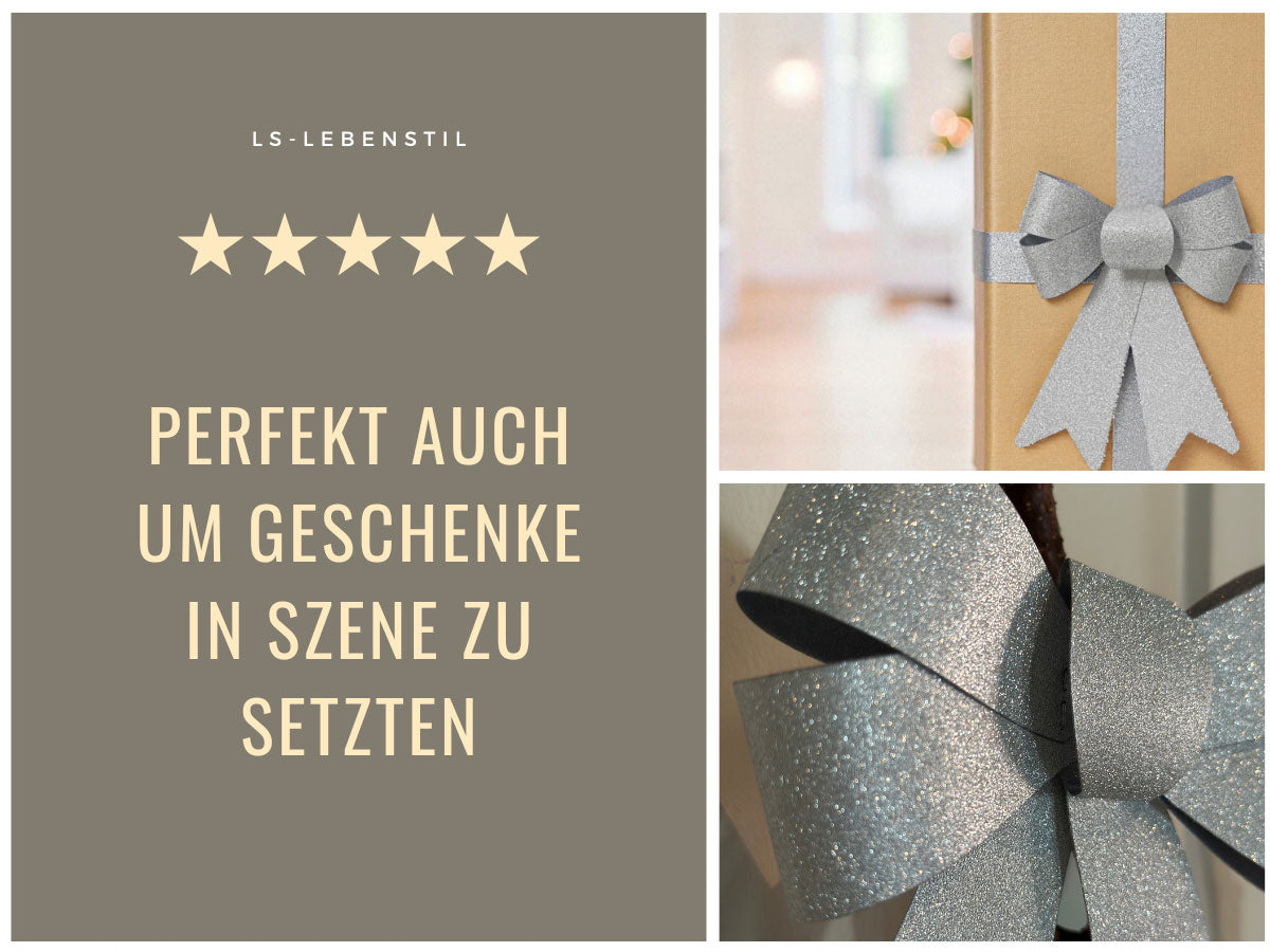 LS-LebenStil Möbel & Wohnen Weihnachtsschleife Silber 17cm 2er