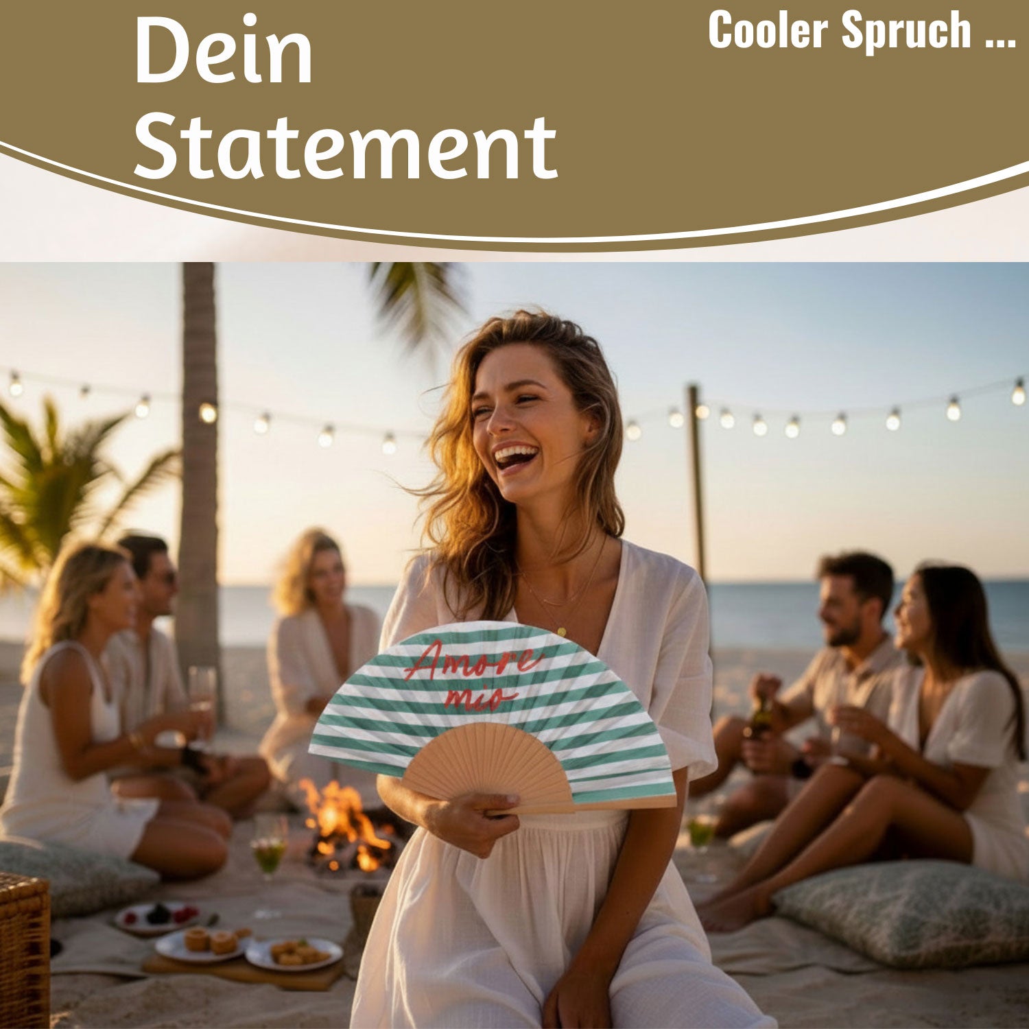 LS-LebenStil Amore Mio Handfächer Holz faltbar grün-weiß-rot