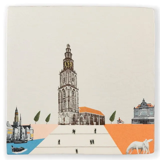 Storytiles Delft Blue Groningse stadjers Wandfliese Stadt-Motiv