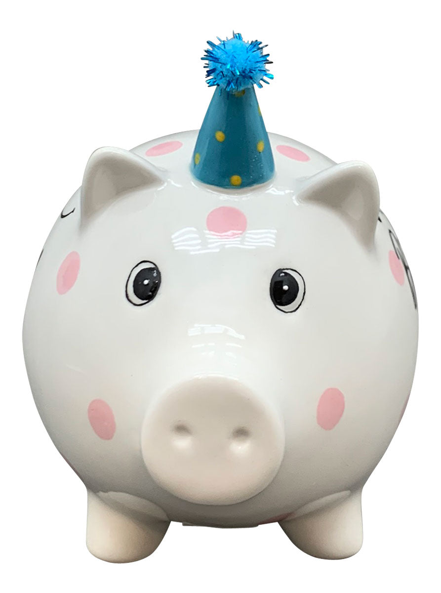 LS-LebenStil Sparschwein Blau Keramik Happy Birthday 16cm