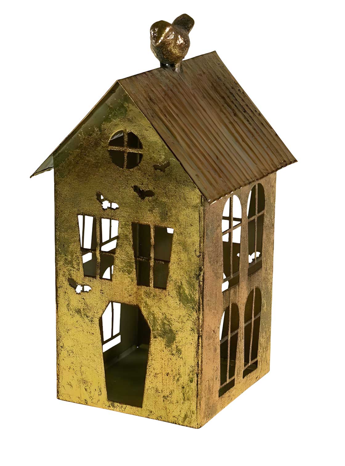 LS-LebenStil Küche & Haushalt Teelichthaus Gold Metall 23cm