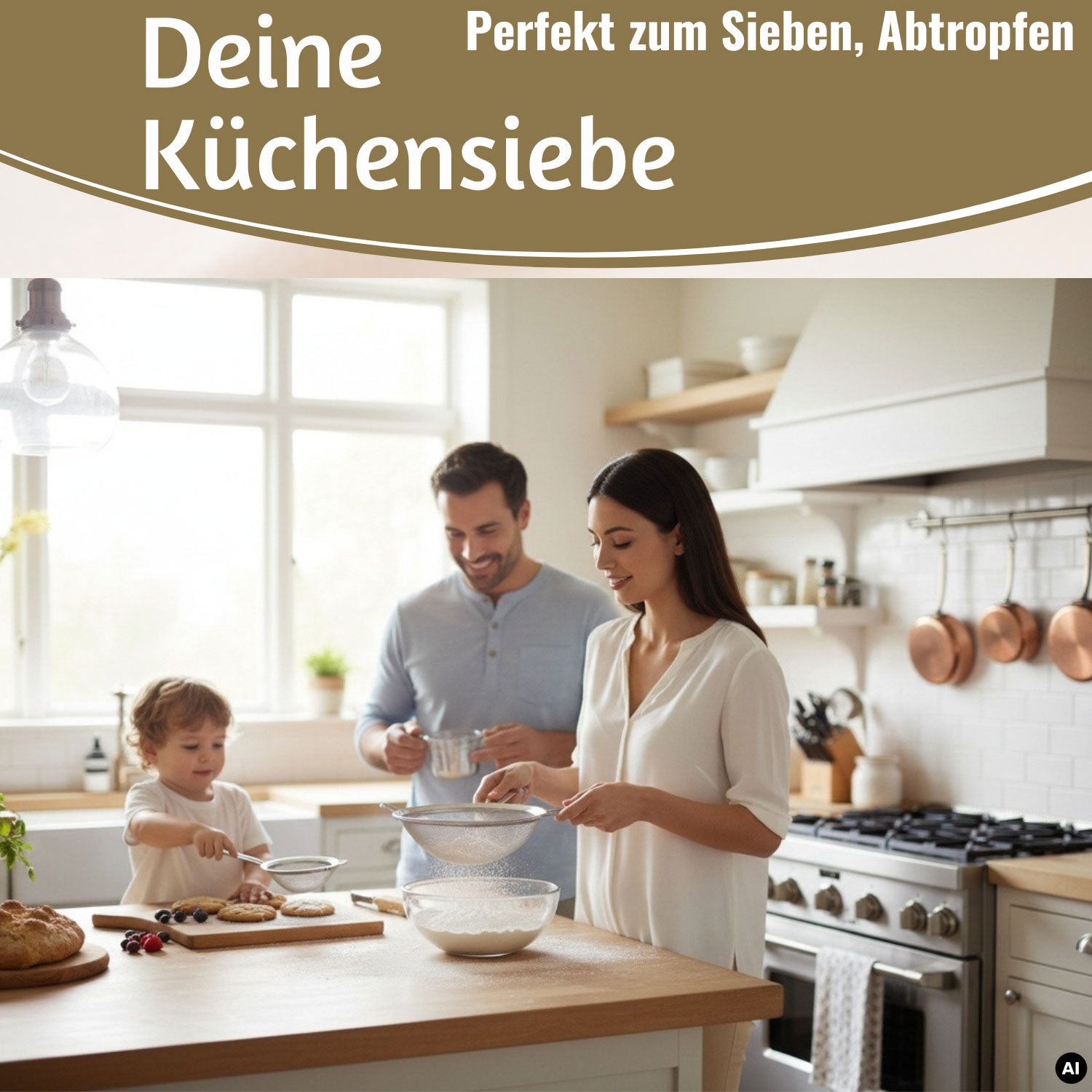 LS-LebenStil Küche & Haushalt Siebe Edelstahl 3er Set 8 14 20cm