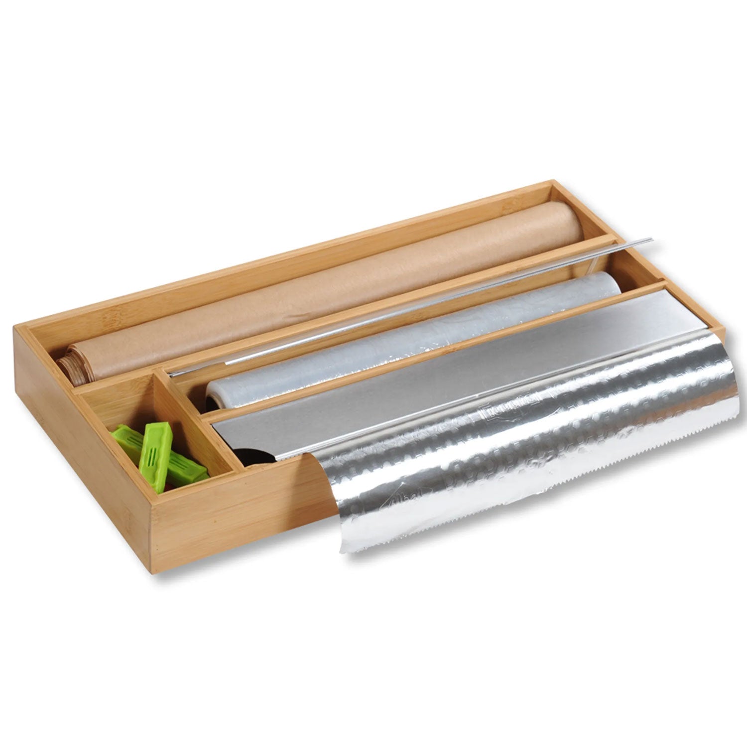 LS-LebenStil Folienspender Bambus 4-fach 42cm Schublade