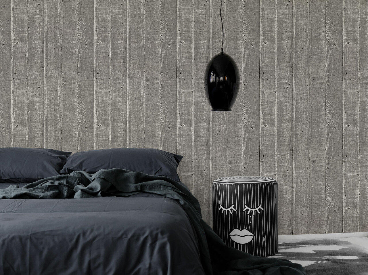 Mineheart Rustic Wood Effect Panel Tapete Washed Grey
