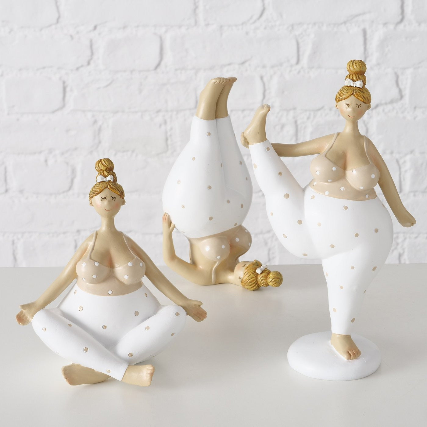 LS-LebenStil Molly Yoga-Figuren 3er Set 21cm beige