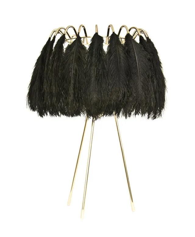 Mineheart Lighting Feather Tischleuchte Schwarz Straußenfedern