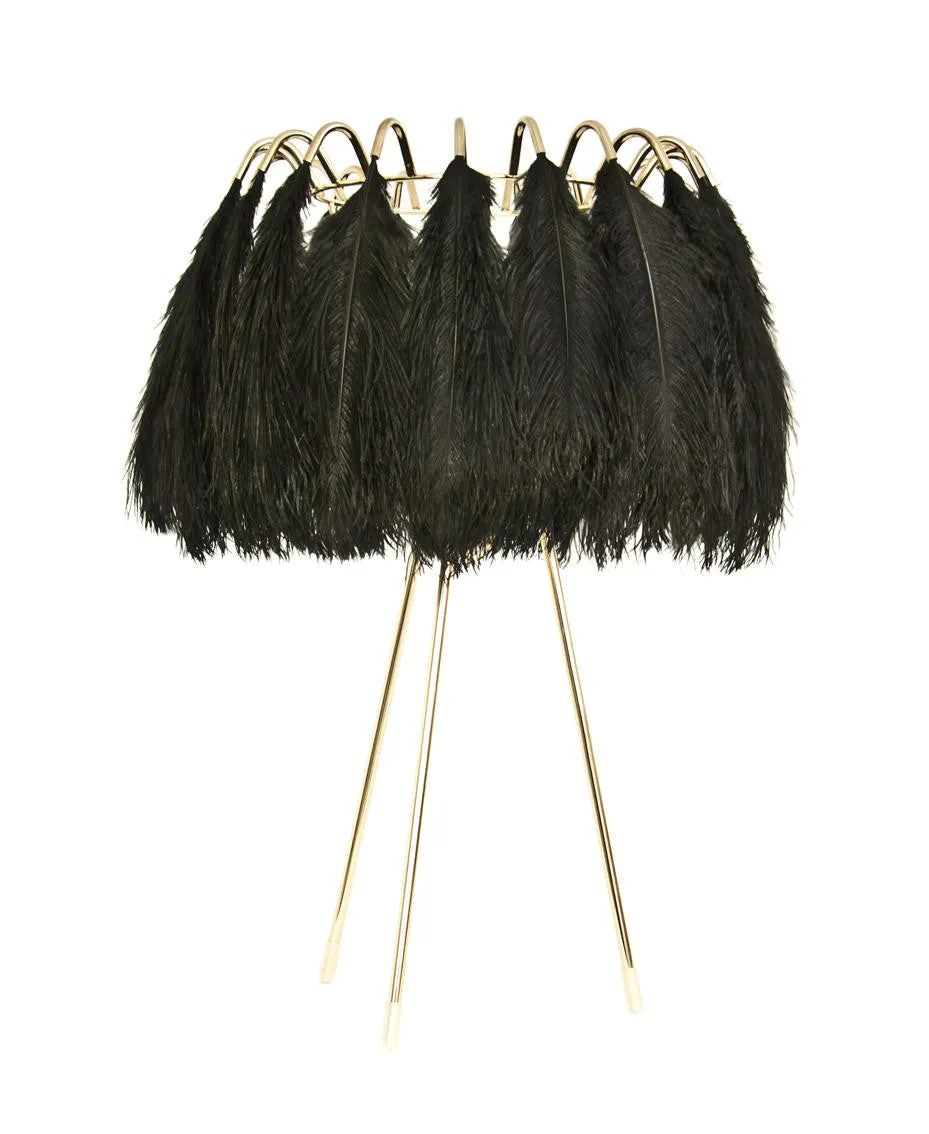 Mineheart Lighting Feather Tischleuchte Schwarz Straußenfedern