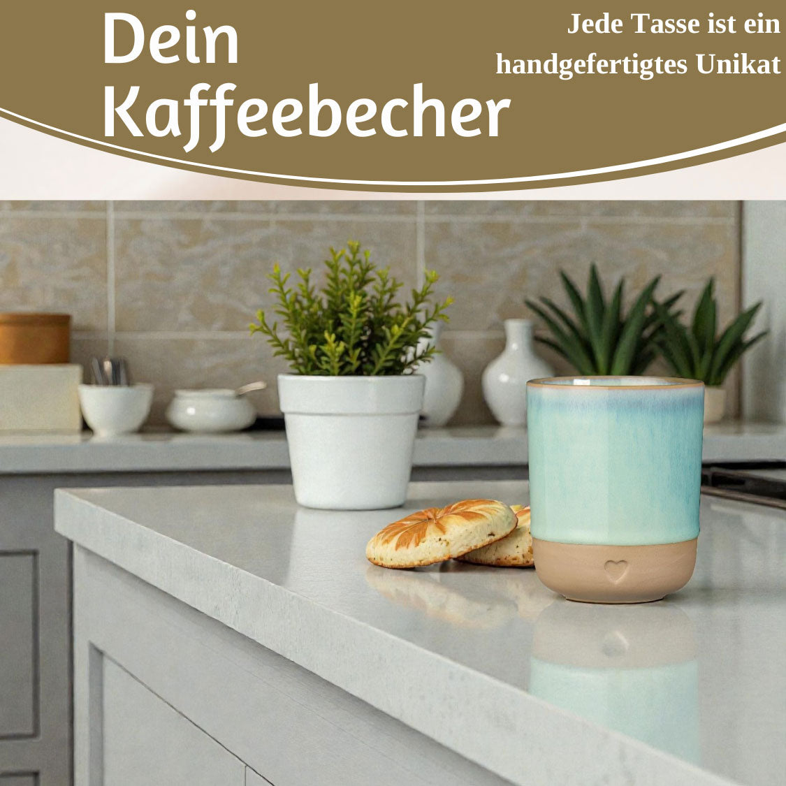 LS-LebenStil Tontasse Herz Aqua 190 ml Steingut