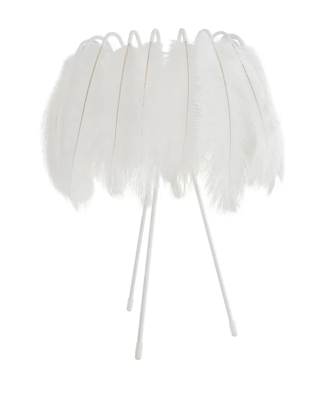 Mineheart All White Feather Tischlampe Weiß Federn 50 cm
