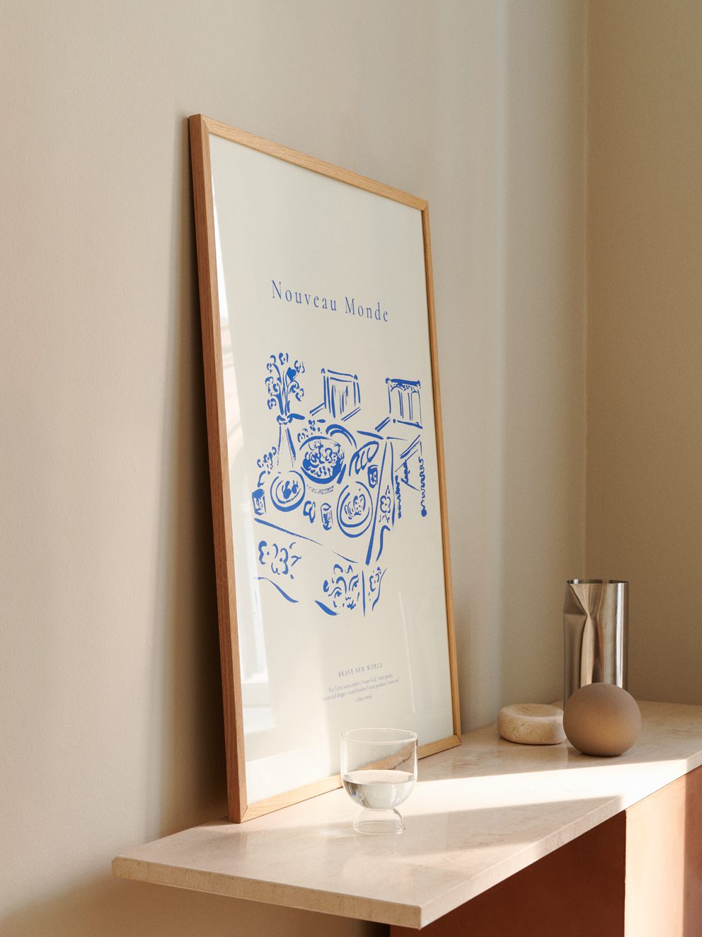 The Poster Club Art Prints Nouveau Monde Poster A4 beige-blau