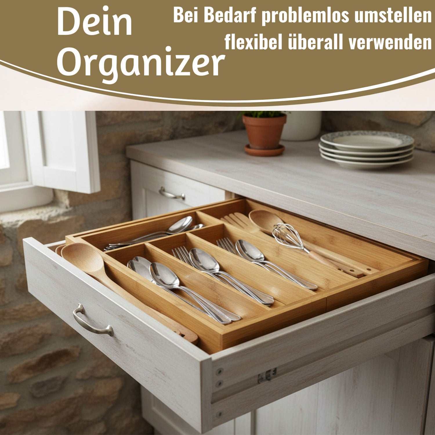 LS-LebenStil Küche & Haushalt Besteckkasten Holz 28-45cm