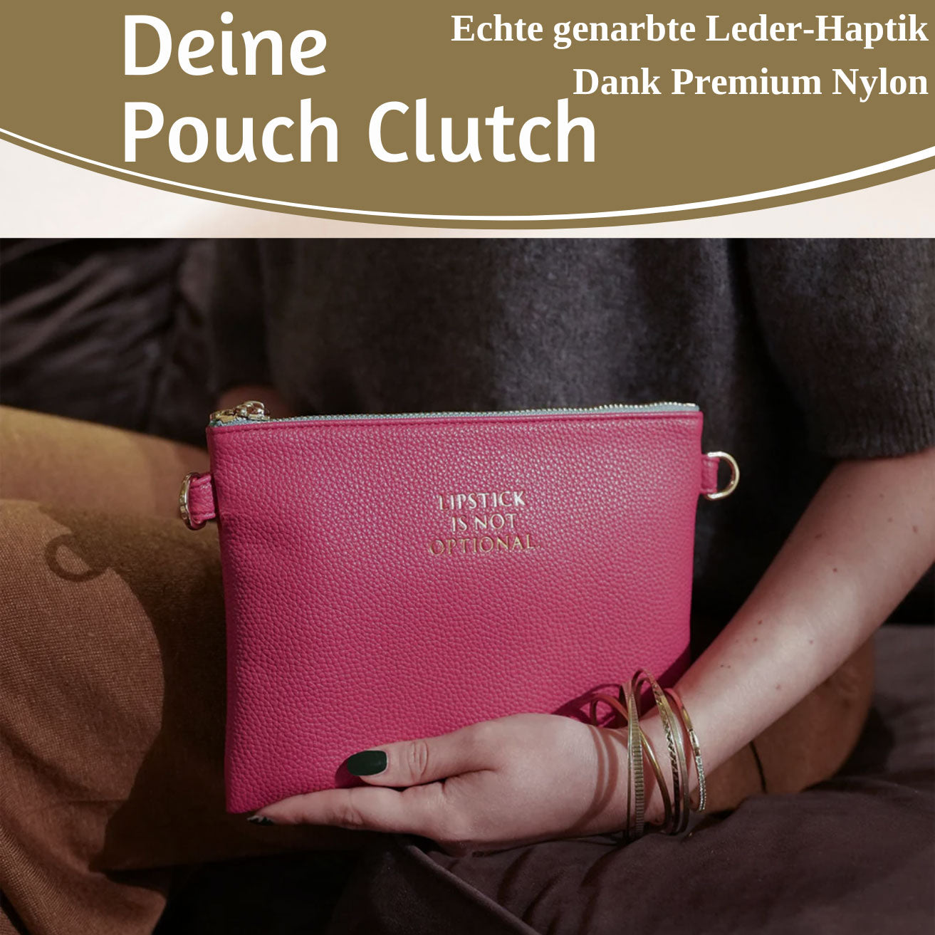 Mimi's Glow Clutch Lia Pink 22cm PU-Leder Handtasche
