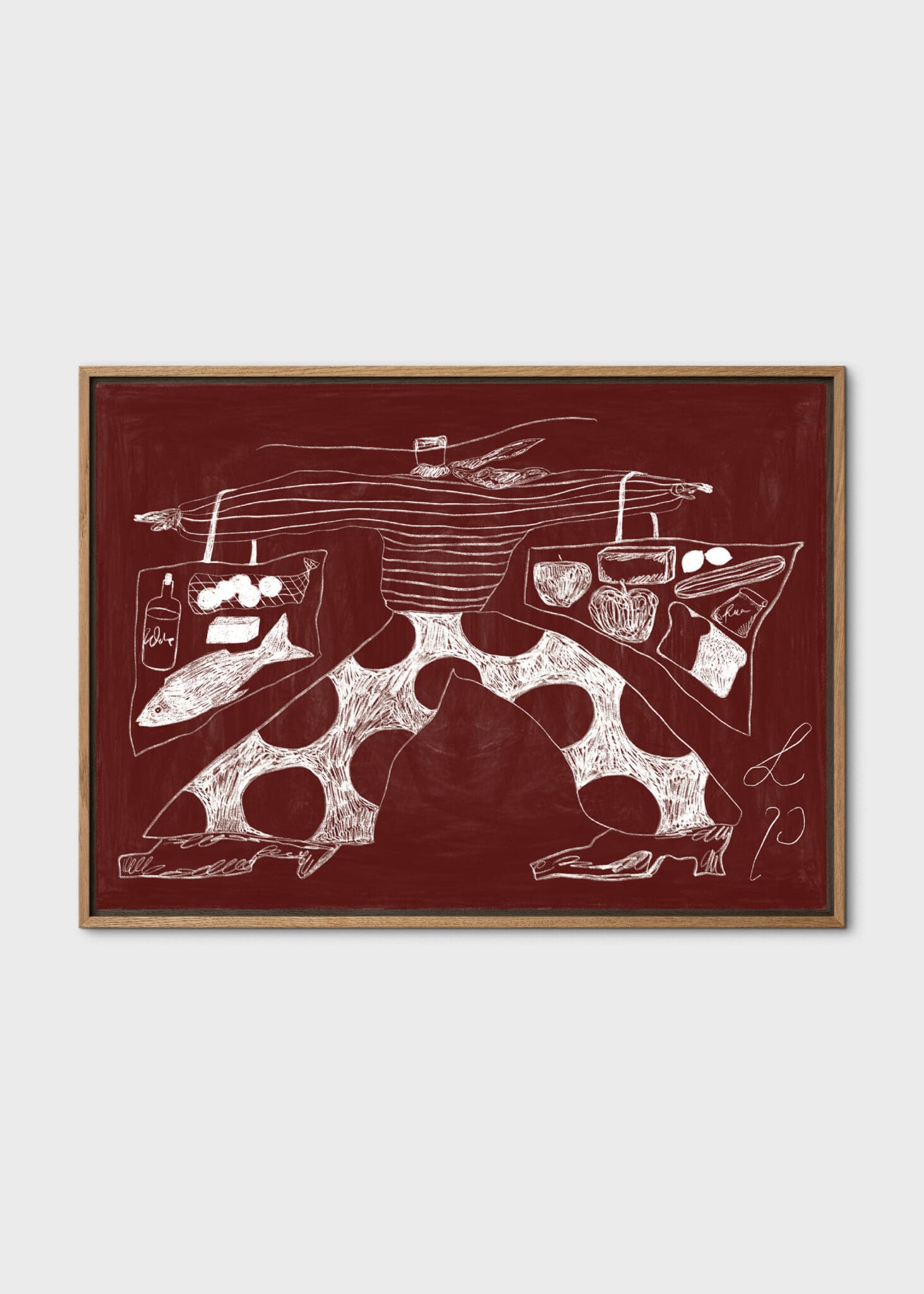 The Poster Club Sam Shopping Leinwand 30x40 weiß-bordeaux