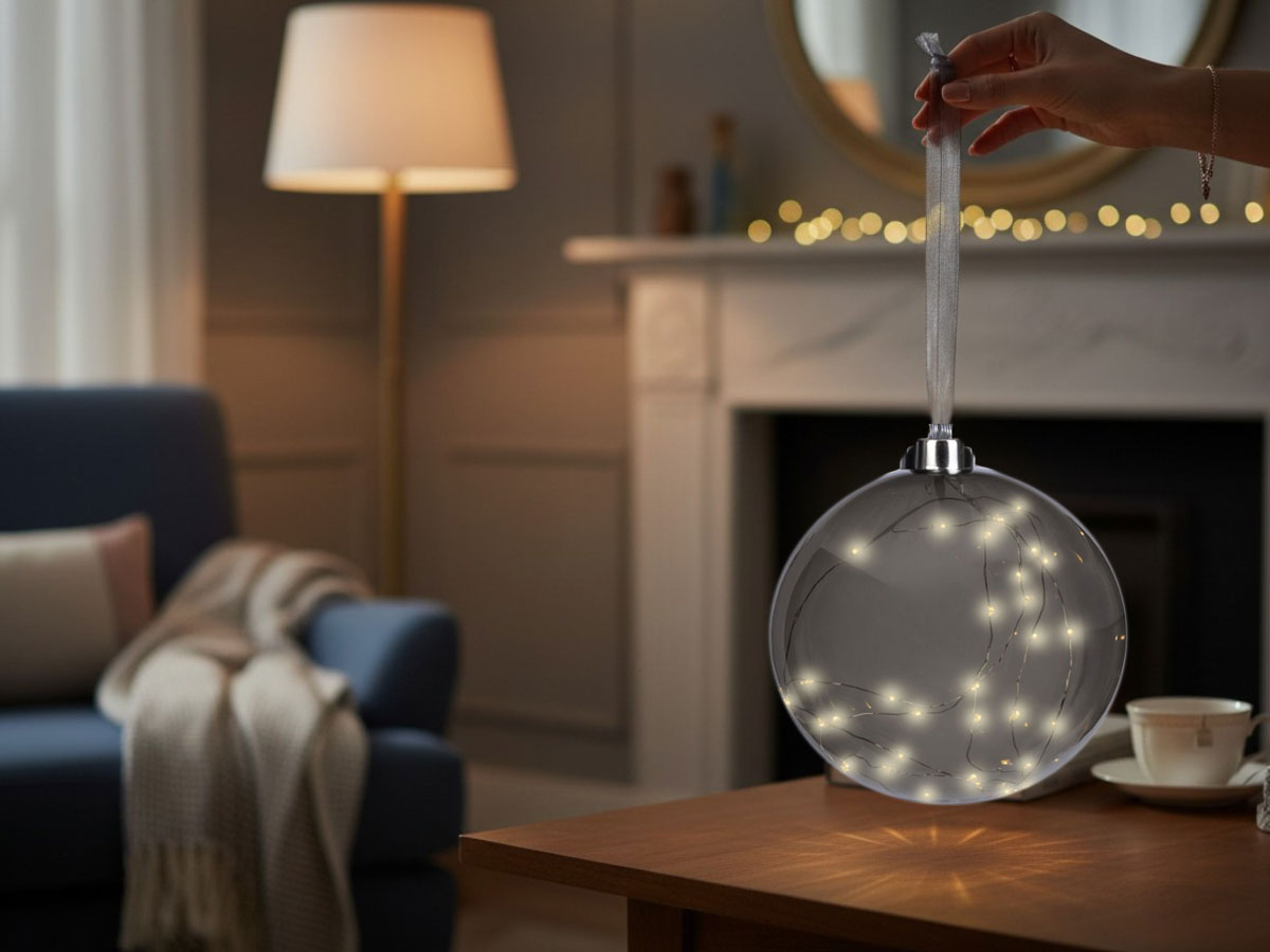 LS-LebenStil Möbel & Wohnen Kampen Lichtkugel 40 LED Grau 20cm
