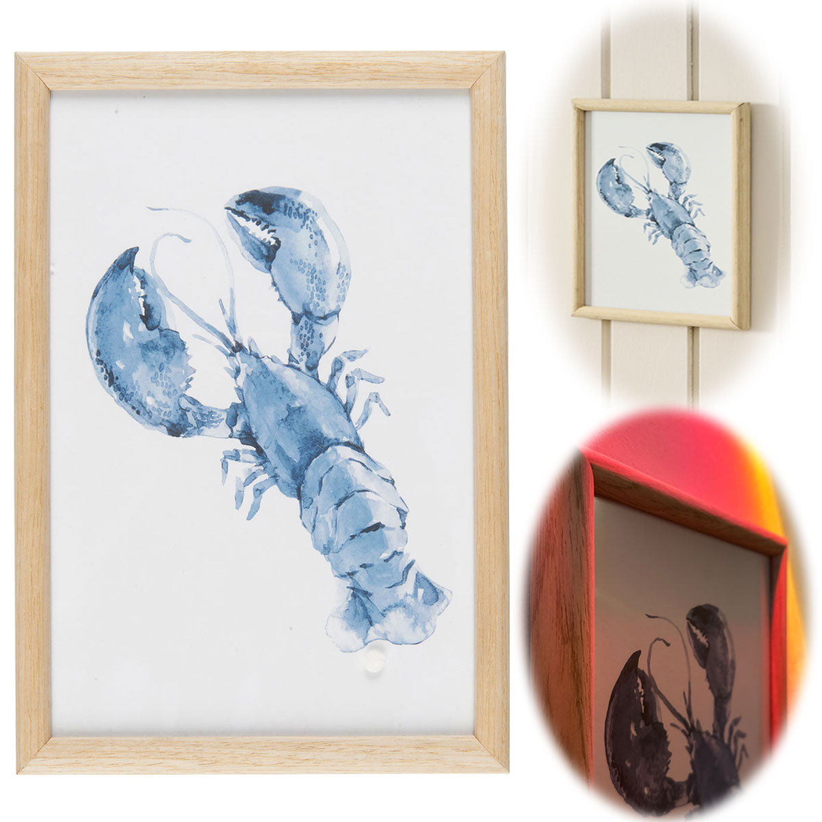 LS-LebenStil Wandbild Sylt Hummer 20x28cm Holzrahmen maritim
