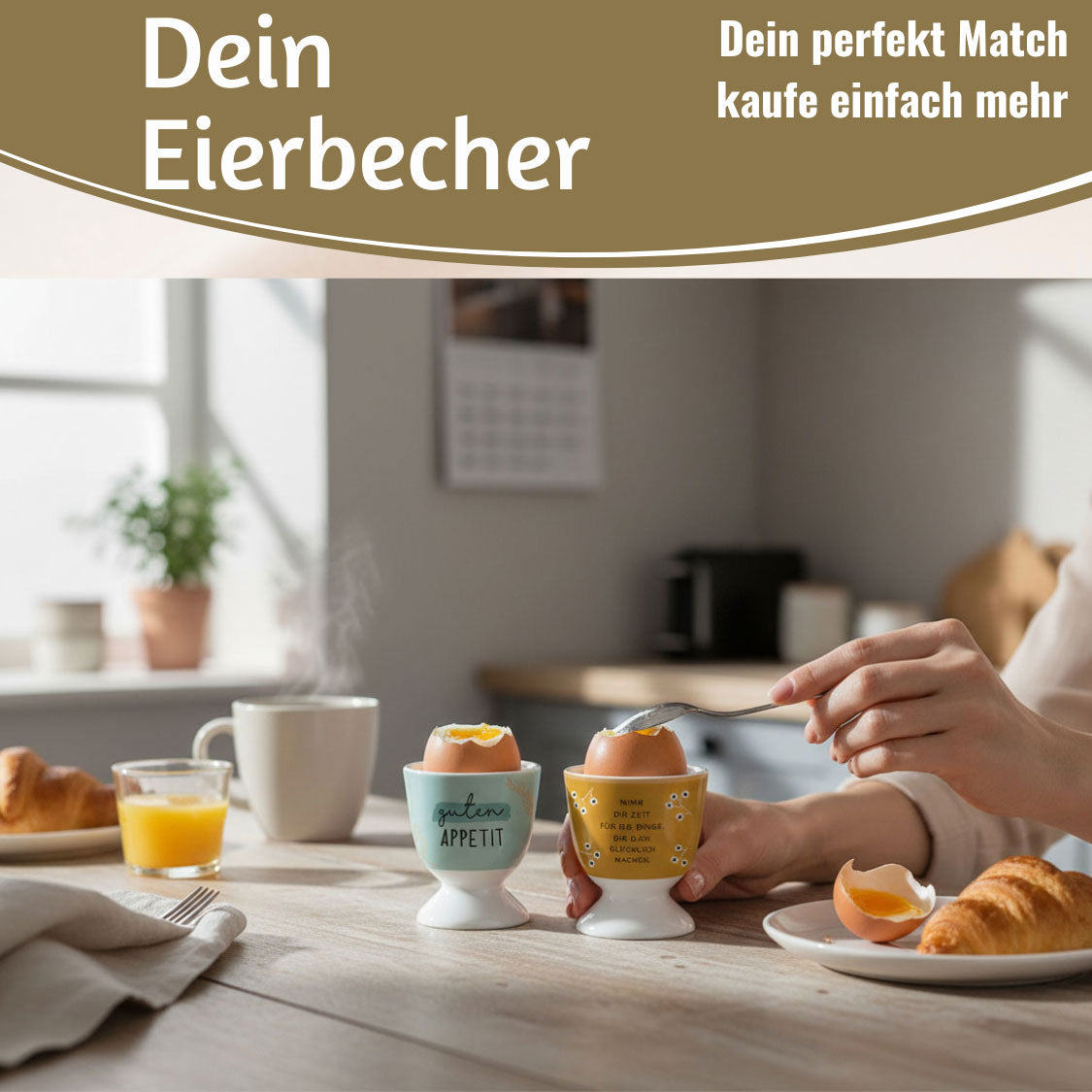 LS-LebenStil Küche & Haushalt Eierbecher Guten Appetit Echt-Gold