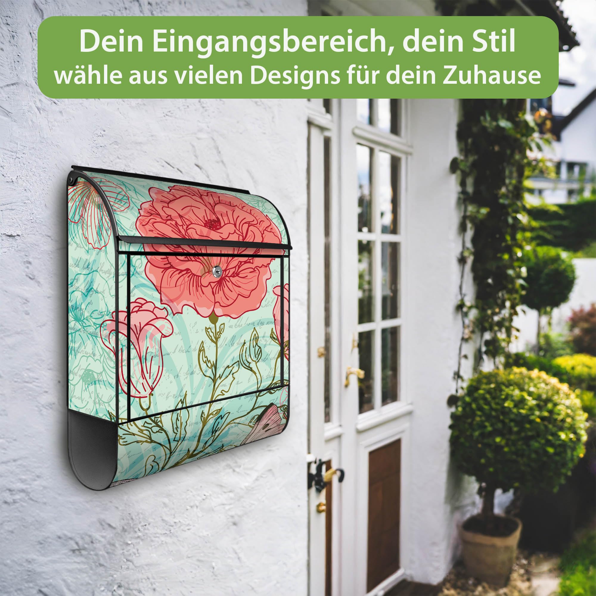 Banjado Briefkasten Eine Rose Postkasten schwarz A4