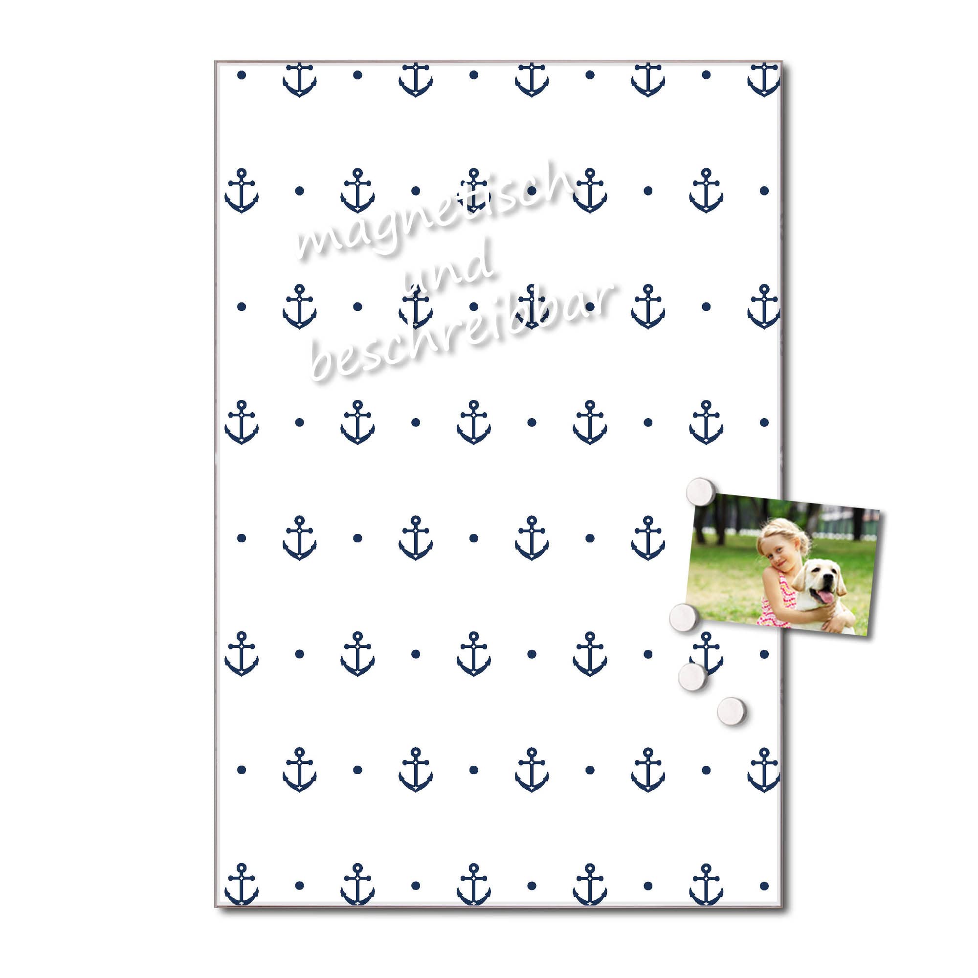 Banjado Magnettafel Kleine Anker Magnetboard 60x40 cm beschreibbar