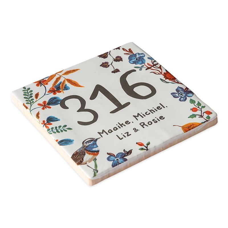 Storytiles Delft Blue Meise Fliese M 13x13 cm Hausnummer