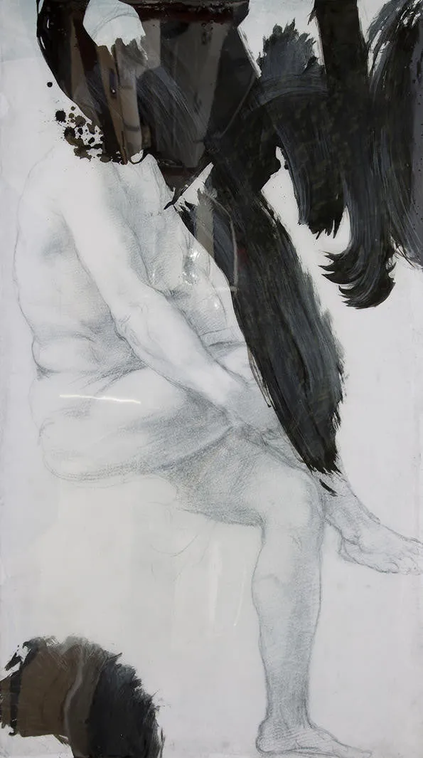 Mineheart Wall Art The Sitting Man Original 61x106cm Gemälde