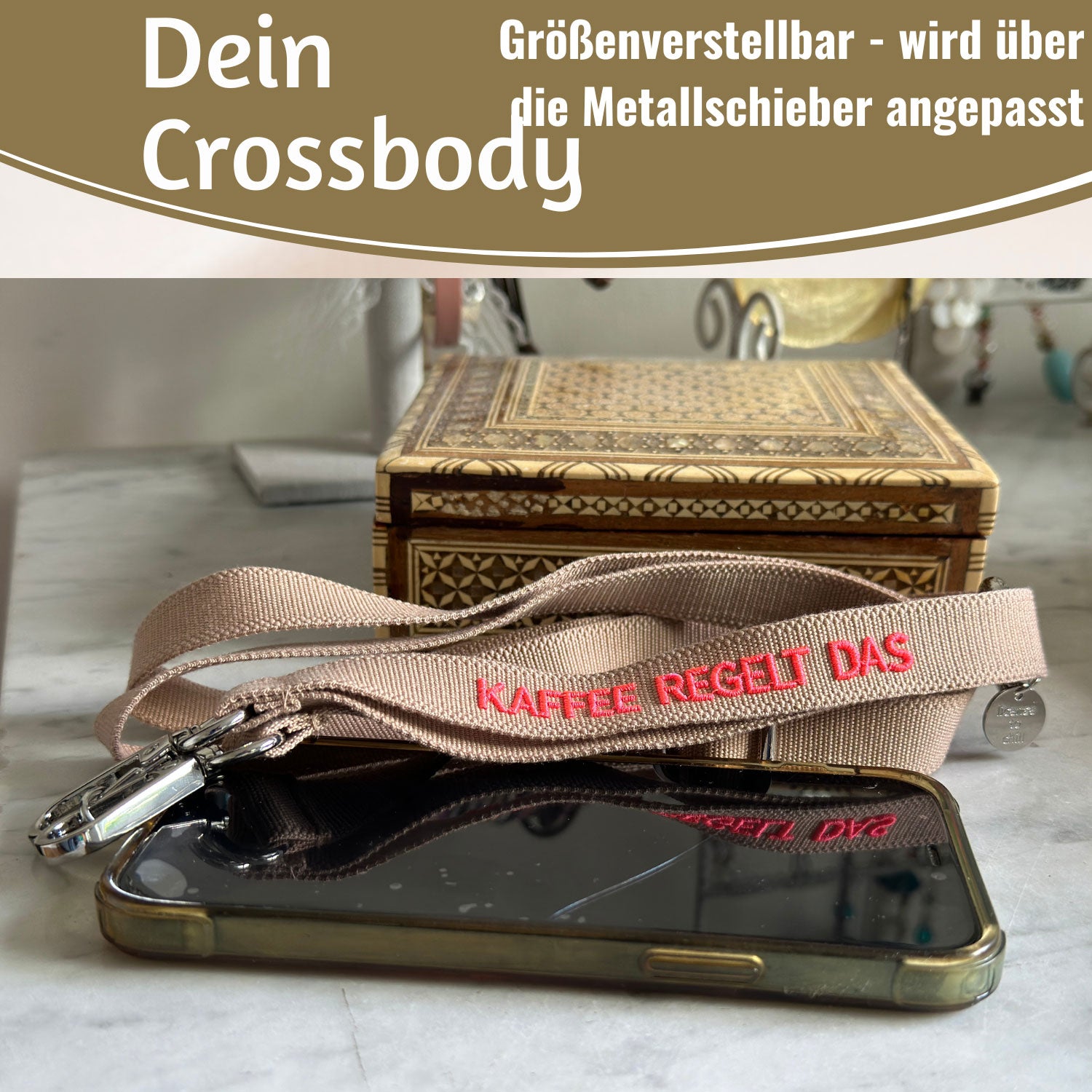 LS-LebenStil Handykette Kaffee regelt taupe pink 137 cm