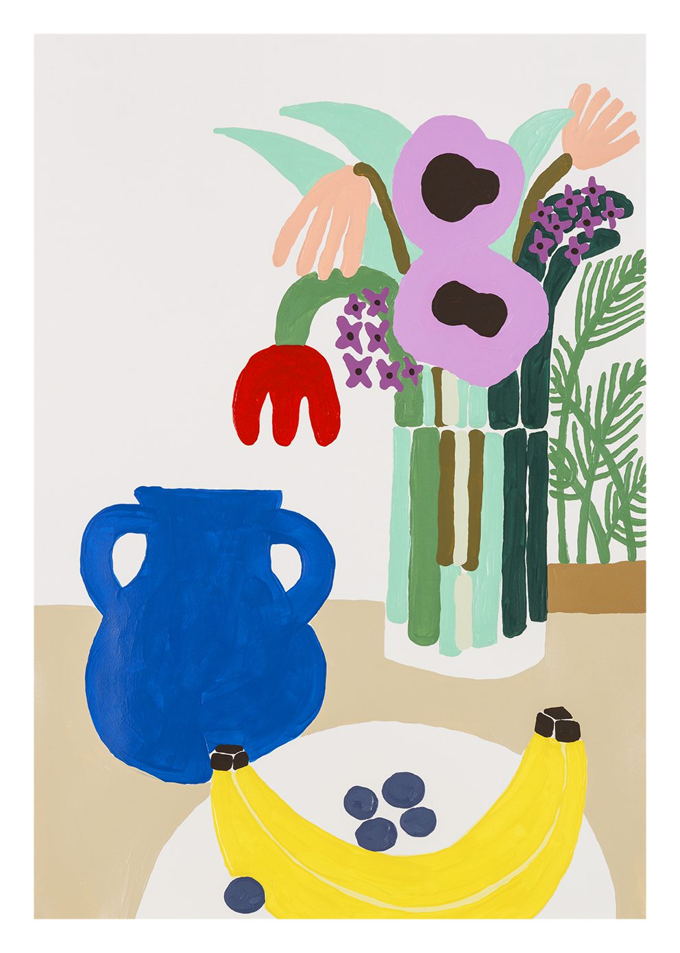 The Poster Club Blueberries and Banana Poster A4 Früchte-Motiv