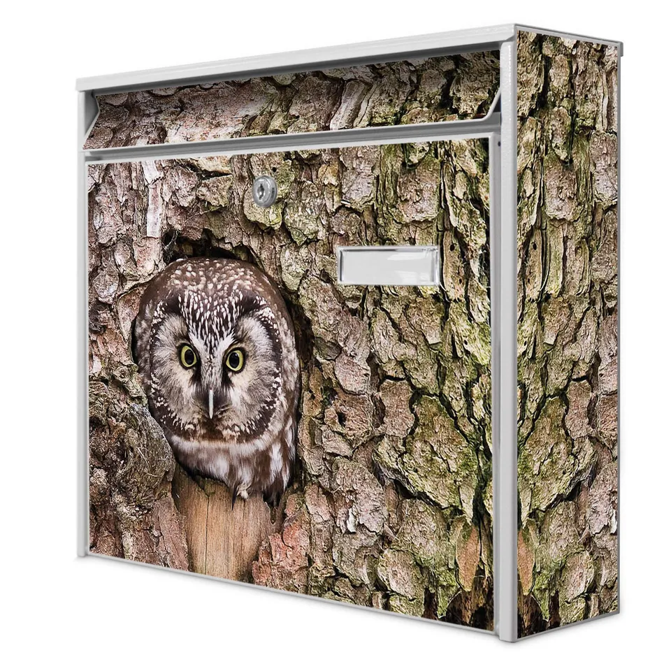Banjado Briefkasten Eule Weiss A4 32x36cm mit Namensschild