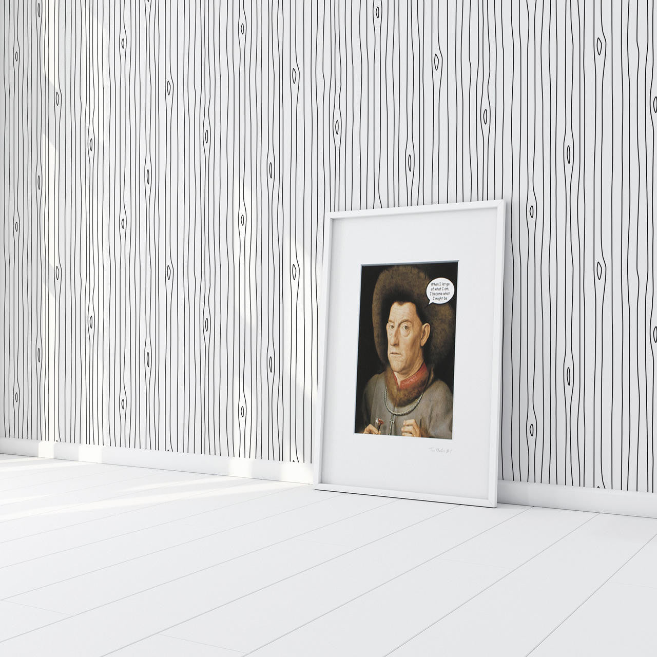 Mineheart Outline Woodgrain Tapete Weiß Schwarz 52cm x 10m