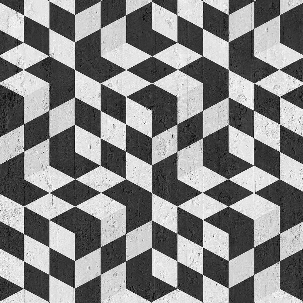 Mineheart Black Geometric Cubes Tapete A3 Muster schwarz