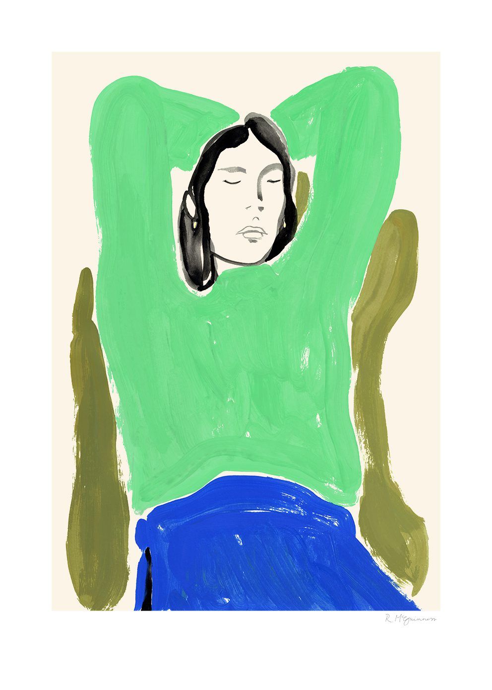 The Poster Club Sitting in Green Kunstdruck 30x40 cm grün-blau