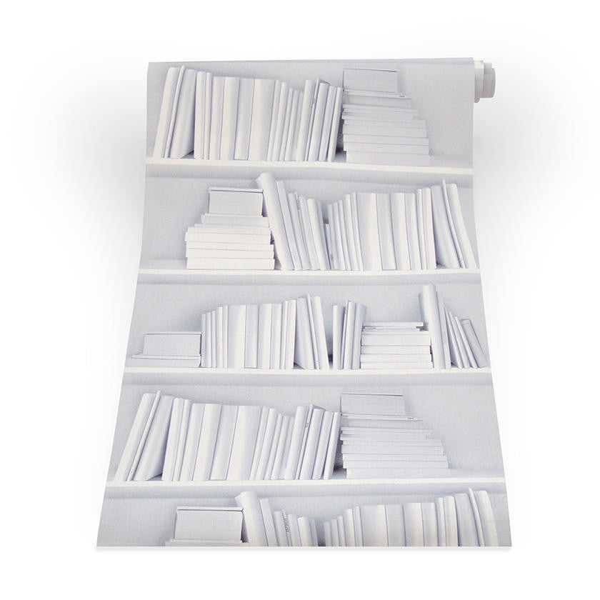 Mineheart White Bookshelf Tapete Weiss Rolle