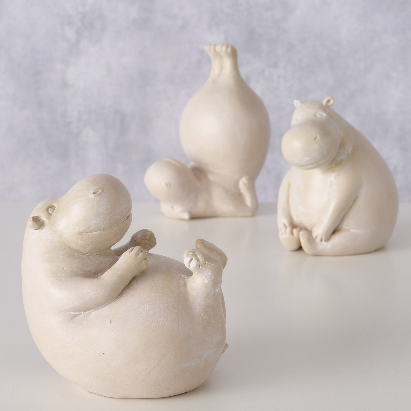 LS-LebenStil Möbel & Wohnen Yoga Hippo Deko-Figur Set 3x 12cm