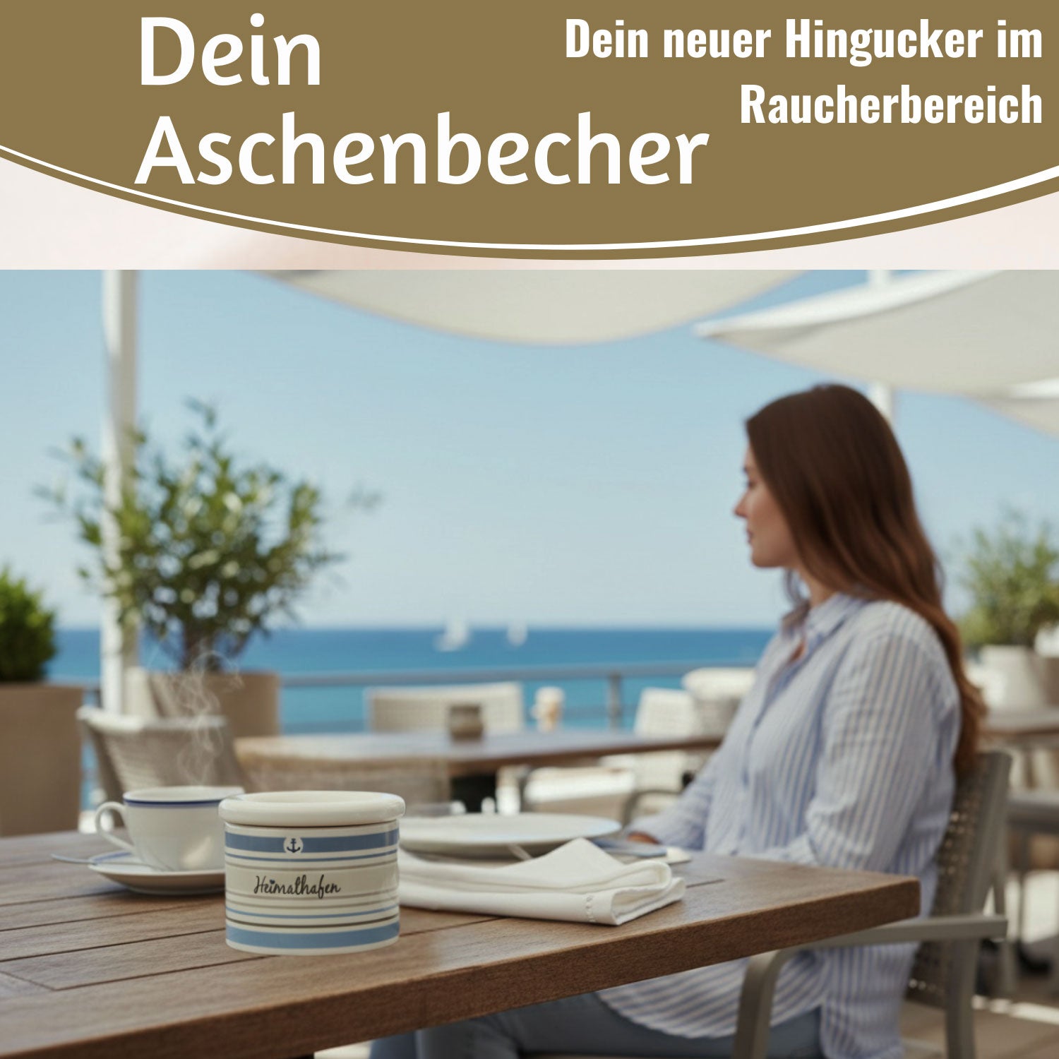 LS-LebenStil Heimathafen Sturmaschenbecher 10x7,5cm Weiß Blau