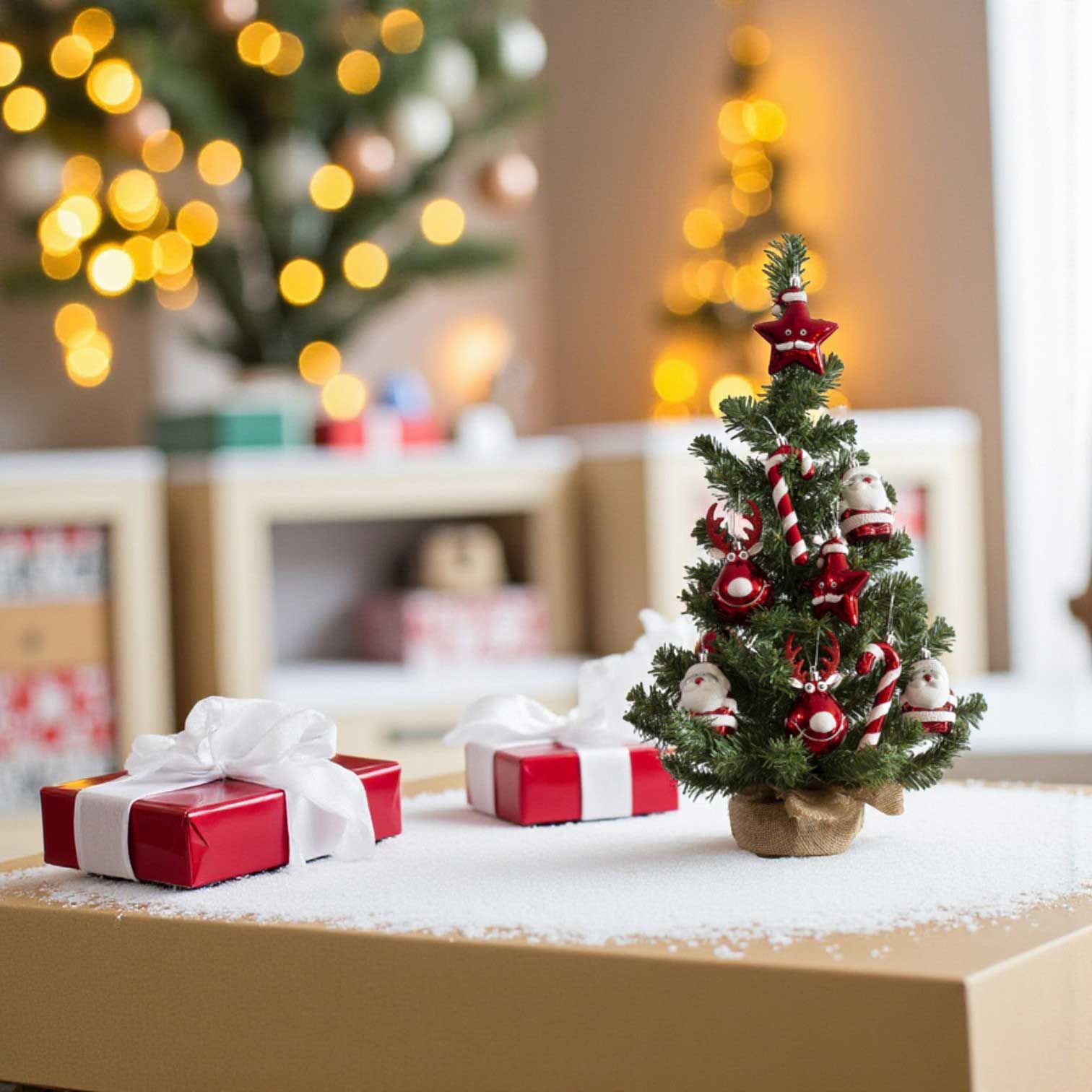 LS-LebenStil Deko Weihnachtsbaum 60 cm grün-rot geschmückt