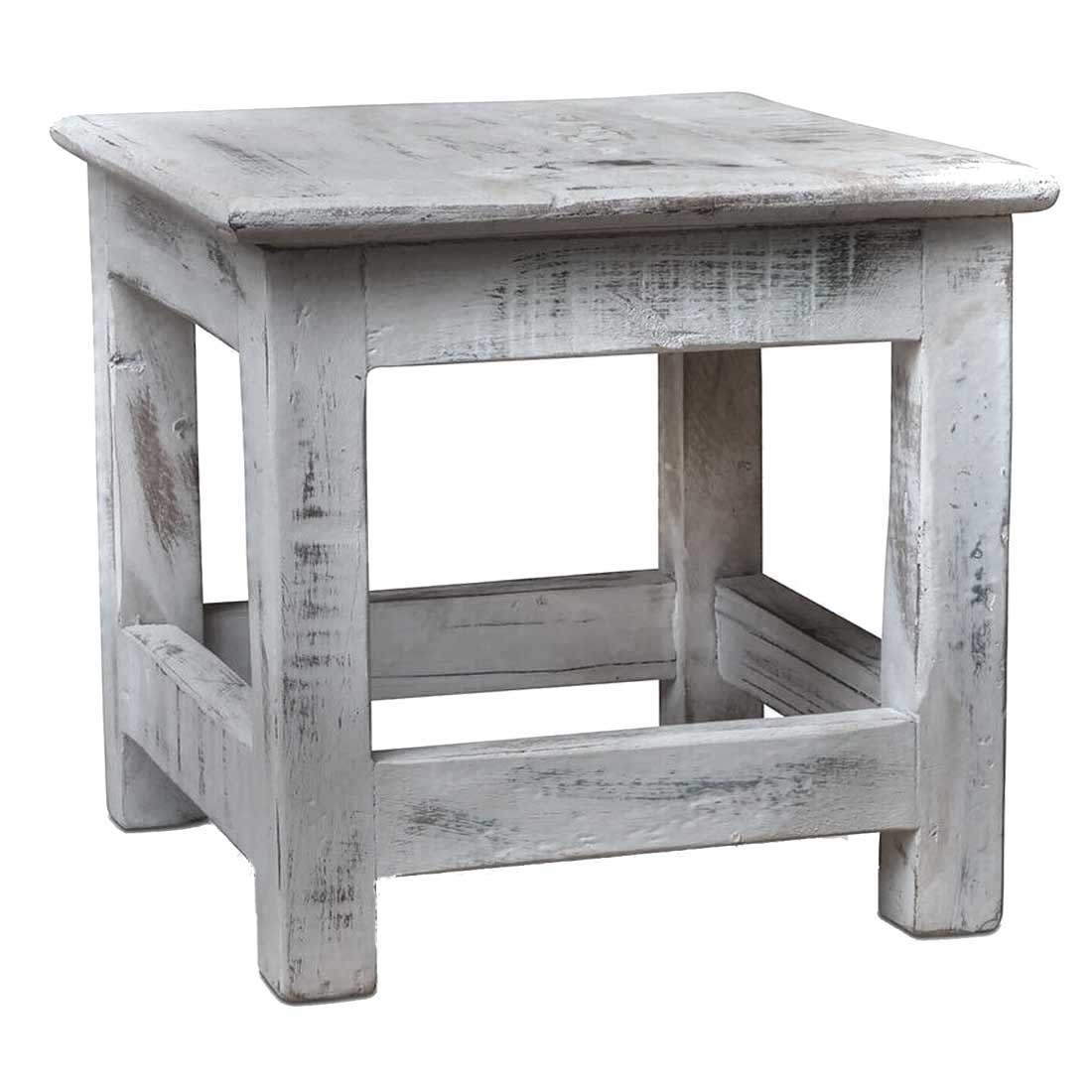 LS-LebenStil Fußhocker Holz Weiß 26cm Tritthocker Schemel