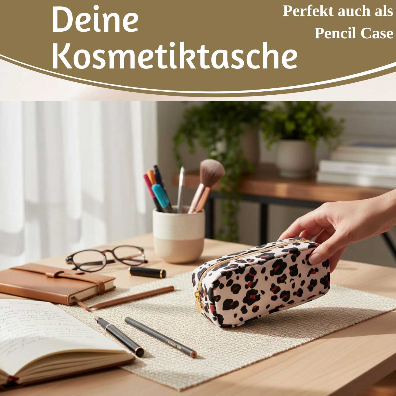 Mimi's Glow Suki Kosmetiktasche Leo Beige 21x7 cm Nylon