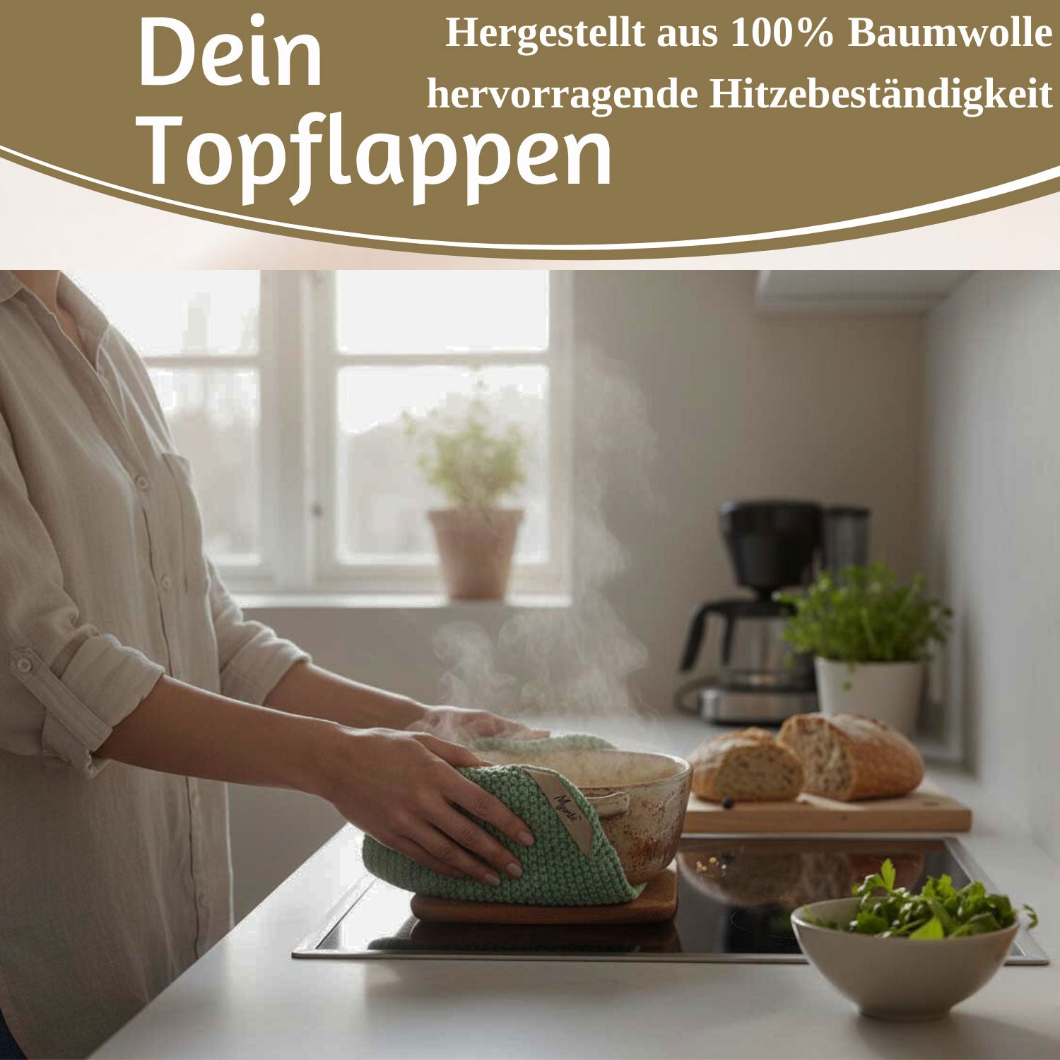 LS-LebenStil Mynte Topflappen 22cm Wasabi Grün Baumwolle
