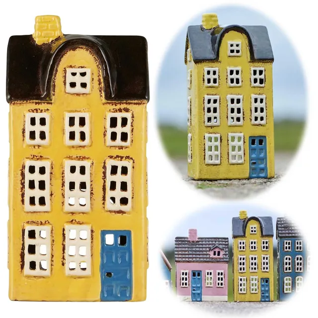 Ib Laursen Nyhavn Teelichthaus Keramik Gelb Blau 20cm