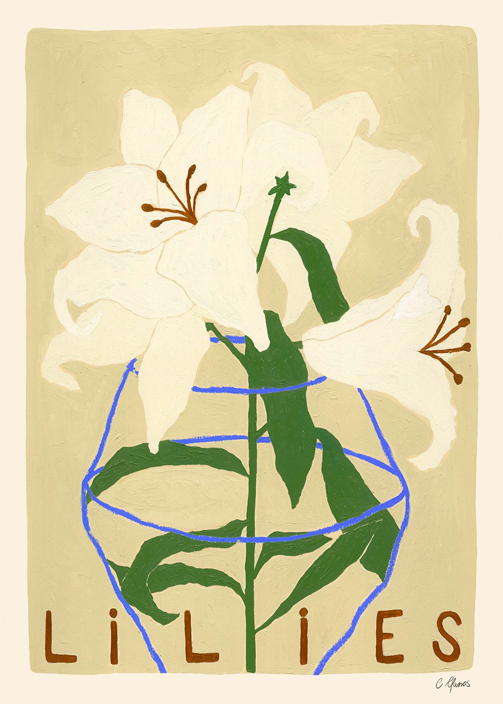 The Poster Club Art Prints Lilies Poster A4 grün