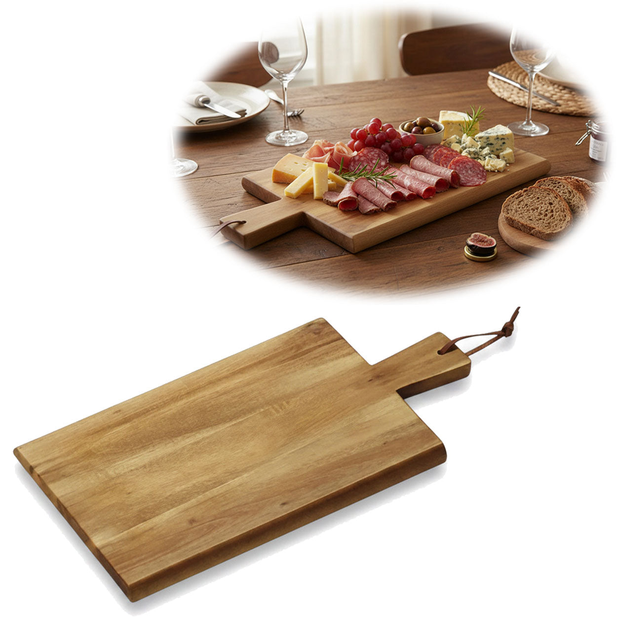 LS-LebenStil Griffbrett Akazie Eckig 35cm Servierbrett