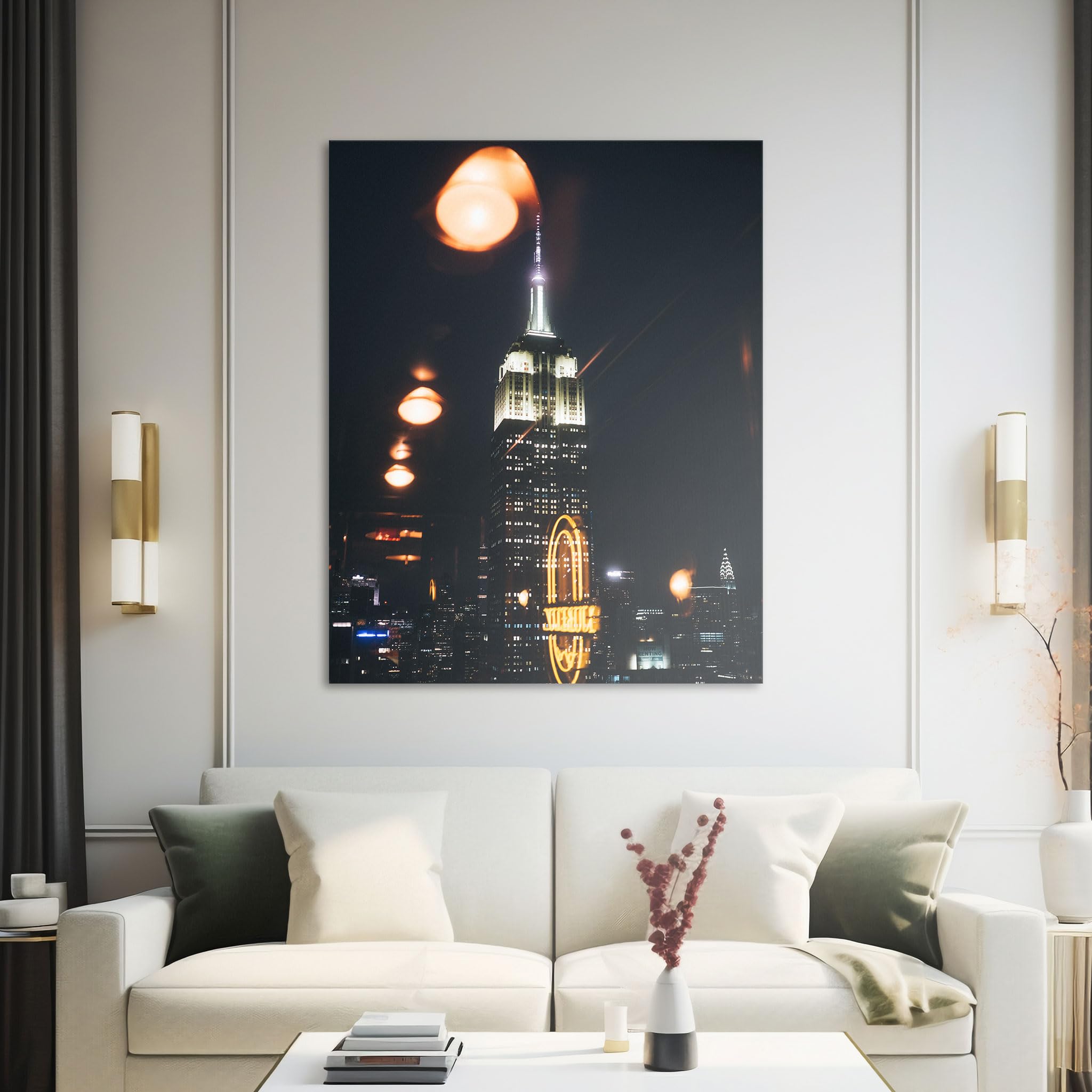 Hustling Sharks Wandbilder Nächtliche Skyline mit Lichtern Leinwand 105x70 cm Stadt