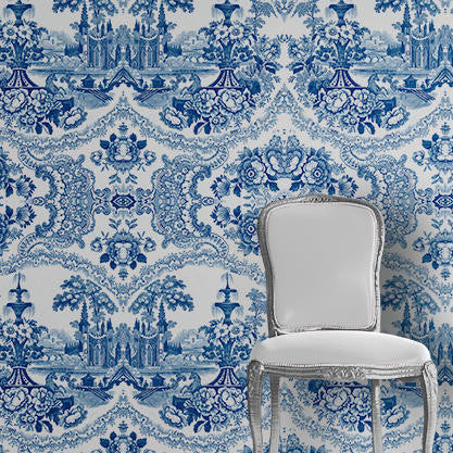 Mineheart Delft Baroque Tapete Blau A3 Muster Porzellan